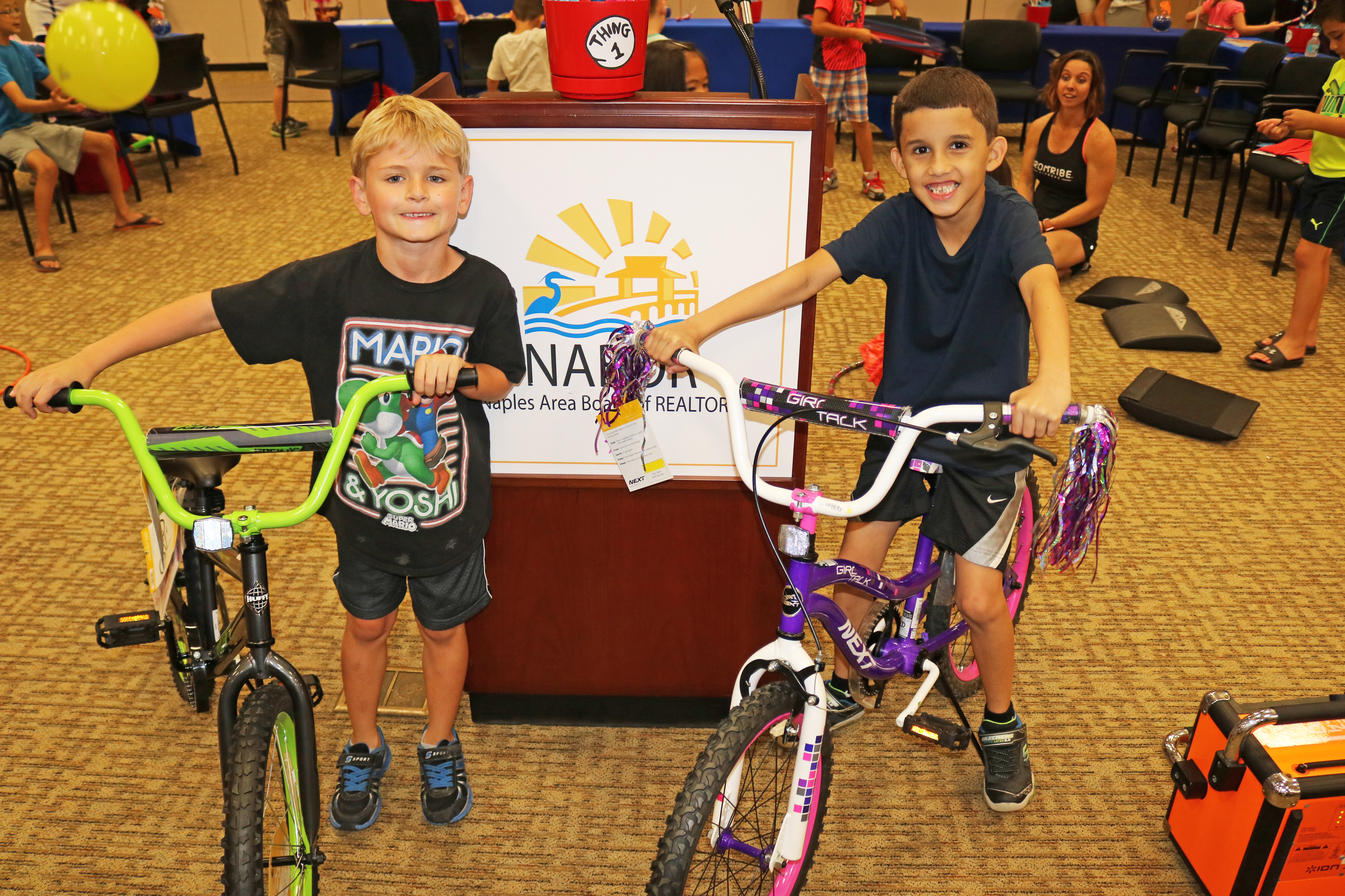 Kids with bikes at family fun day